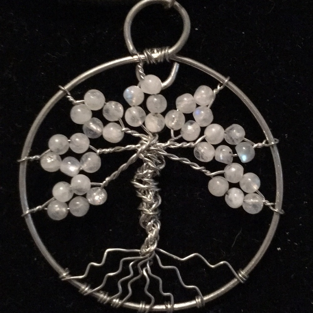 Rainbow Moonstone Tree of Life Necklace